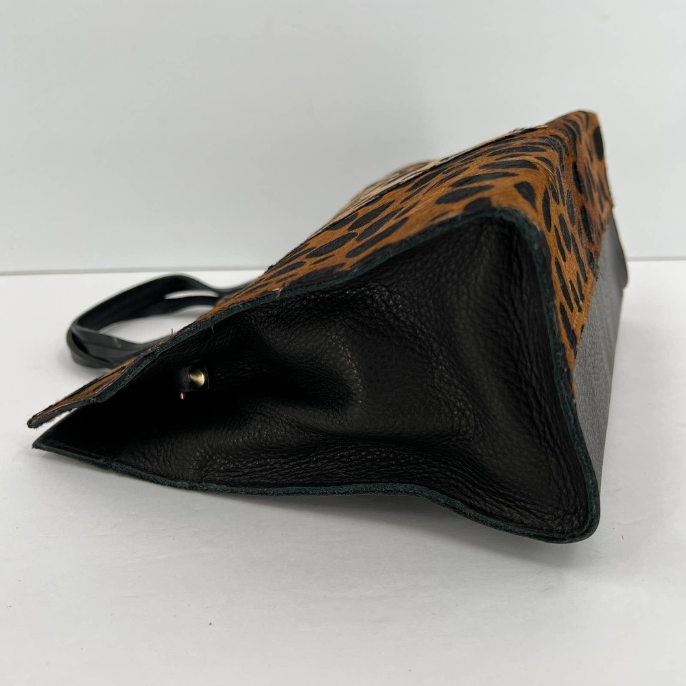 CLARE V Bag Womens Black Brown Petite Simple Tote Leopard Patchwork NWT - Picture 7 of 13